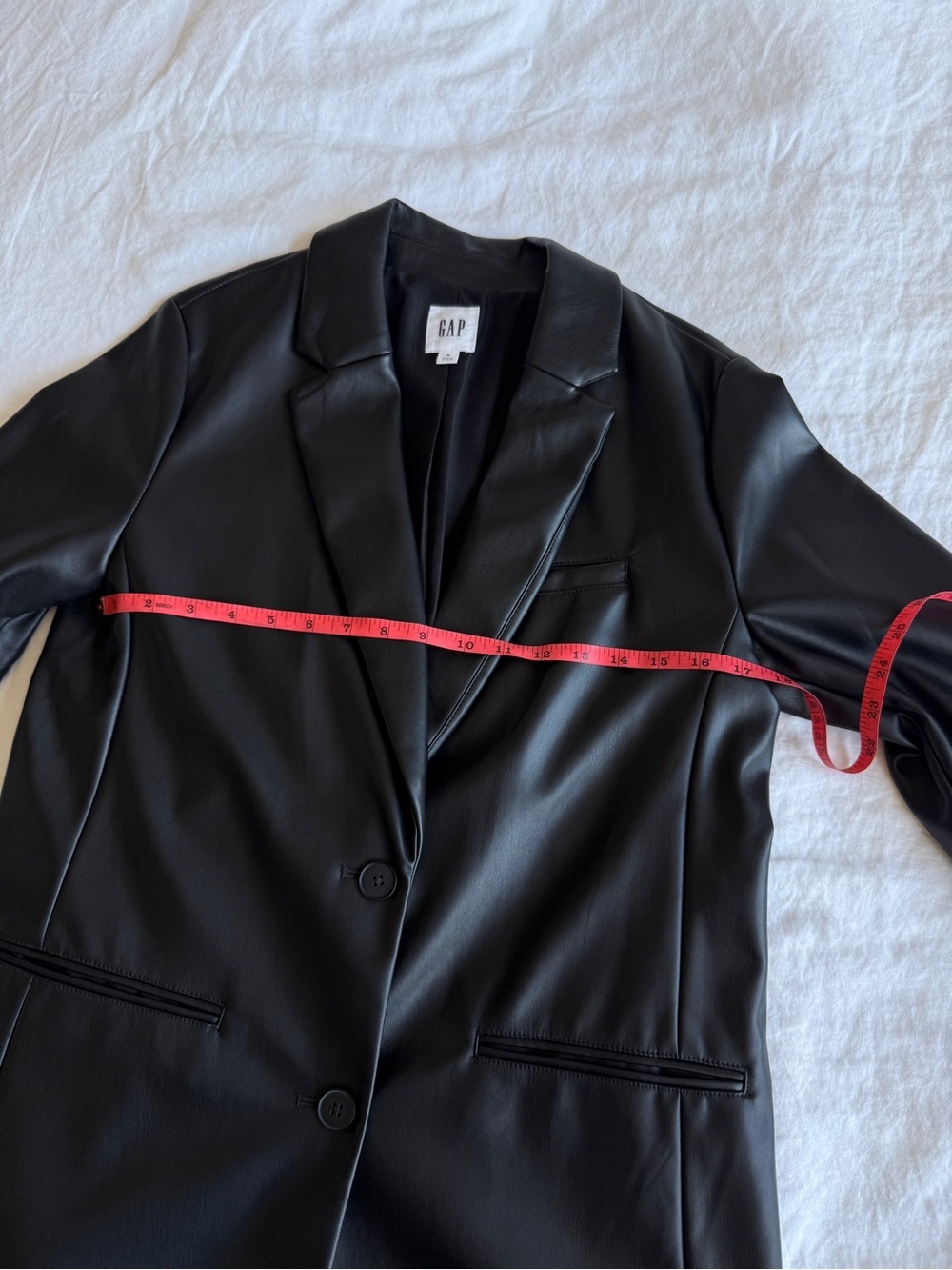 GAP Women's Black Relaxed Vegan-Leather Blazer Size M - Picture 8 of 13
